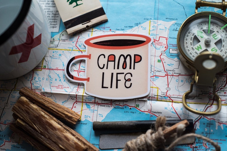 Camp Life Vinyl Sticker Camping Sticker, Camp Sticker, Mug Sticker, Die Cut, Decal image 2