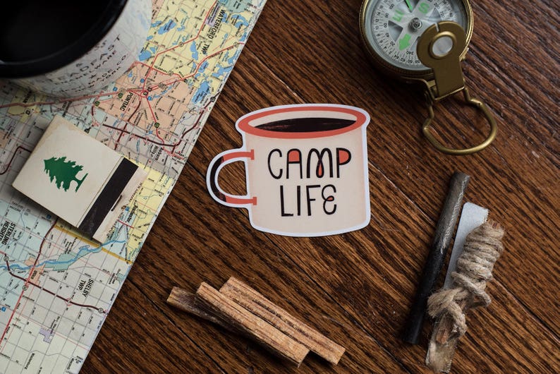 Camp Life Vinyl Sticker Camping Sticker, Camp Sticker, Mug Sticker, Die Cut, Decal image 1