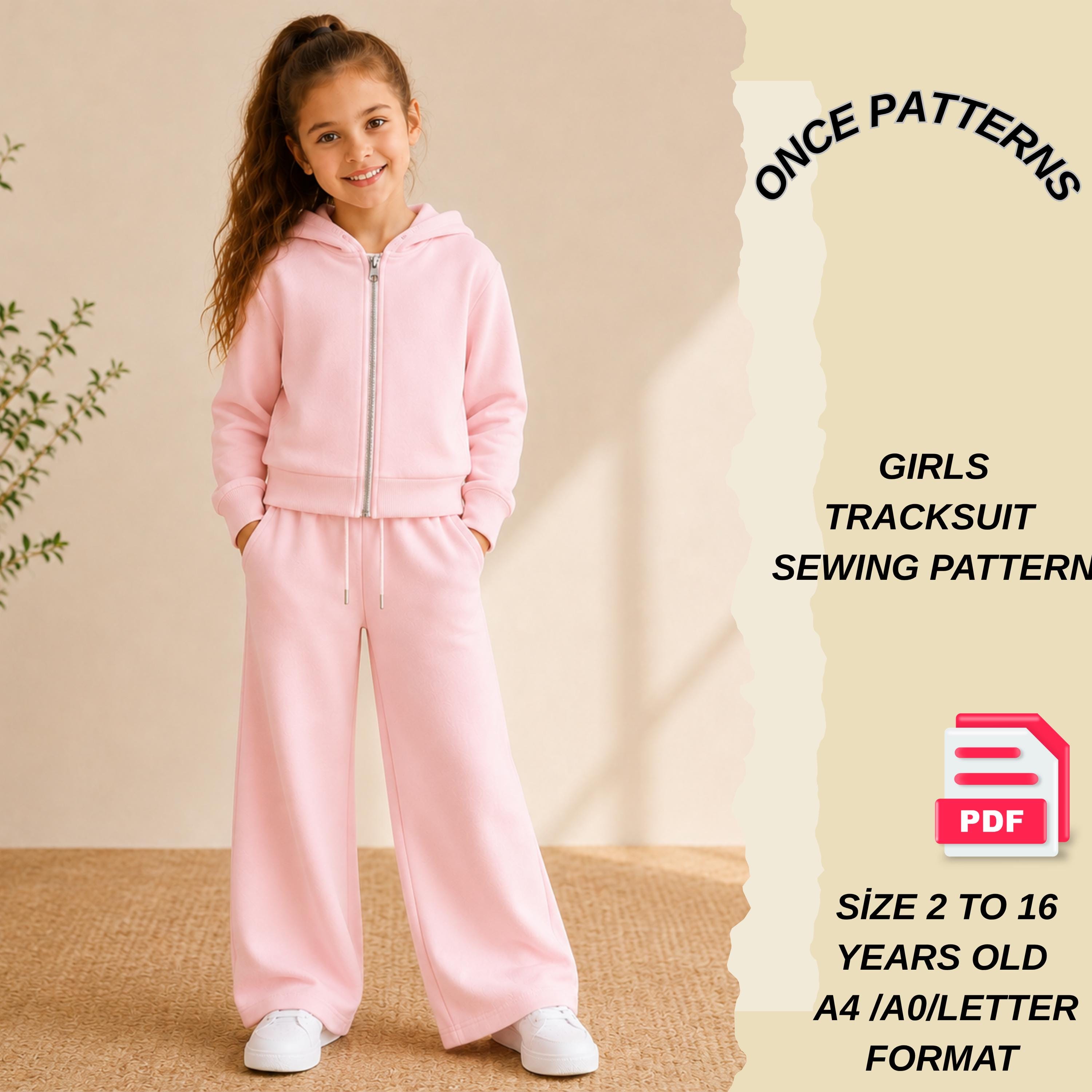Tracksuit Pattern Pdf Girls Tracksuit Sewing Pattern PDF, Kids Zip Hoodie and Sweatpants ...