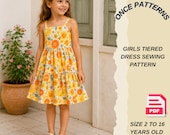 Girls Tiered Dress Sewing Pattern PDF | Easy Sundress Pattern | Kids Summer Dress | Toddler Girl Dress Pattern | Sizes DIY, Ages 2-16