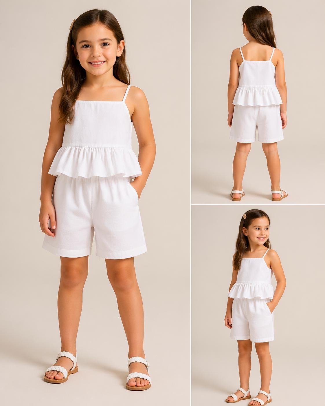 Girls' Summer Outfit Sewing Pattern, Ruffled Top and Shorts Set PDF ...