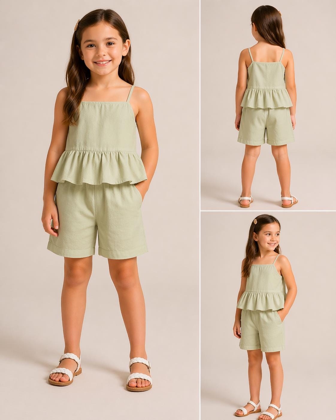 Girls' Summer Outfit Sewing Pattern, Ruffled Top and Shorts Set PDF ...