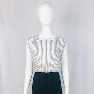 Vintage 1980s Plus Size Black Striped Bodice with Solid Black Bottom image 1