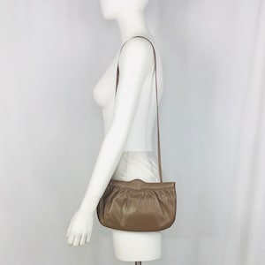 Vintage 1980s Mardone USA Taupe Leather Convertible Clutch image 1