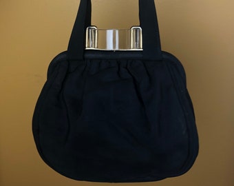 Vintage 1960's Black Top Handle Handbag