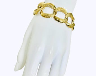 Vintage 1980s Napier Large Link Gold Bracelet