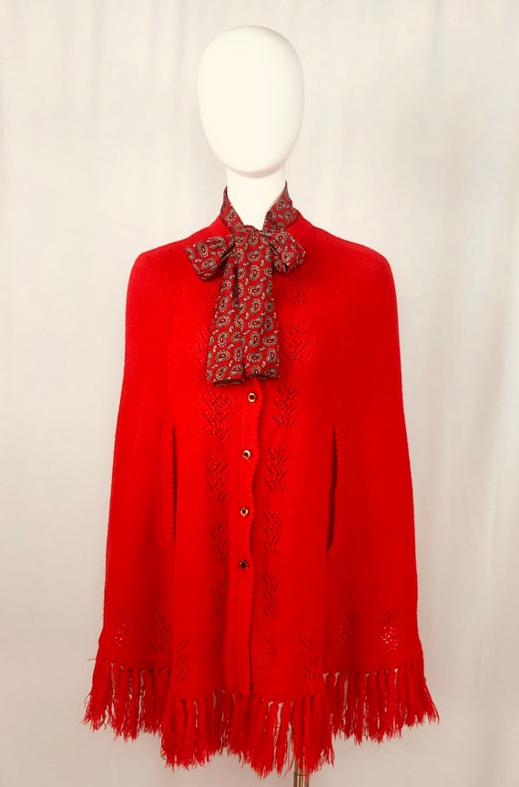 Vintage 1970s Sweater Bee by Banff Ltd Red Cape - image 3
