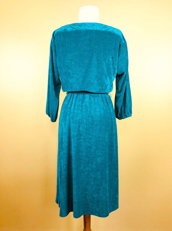 Vintage 1970s Turquoise Green Terry Cloth Dress - Gem