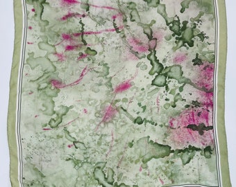 1980s Light Green Echo Scarf With Pink Splatter