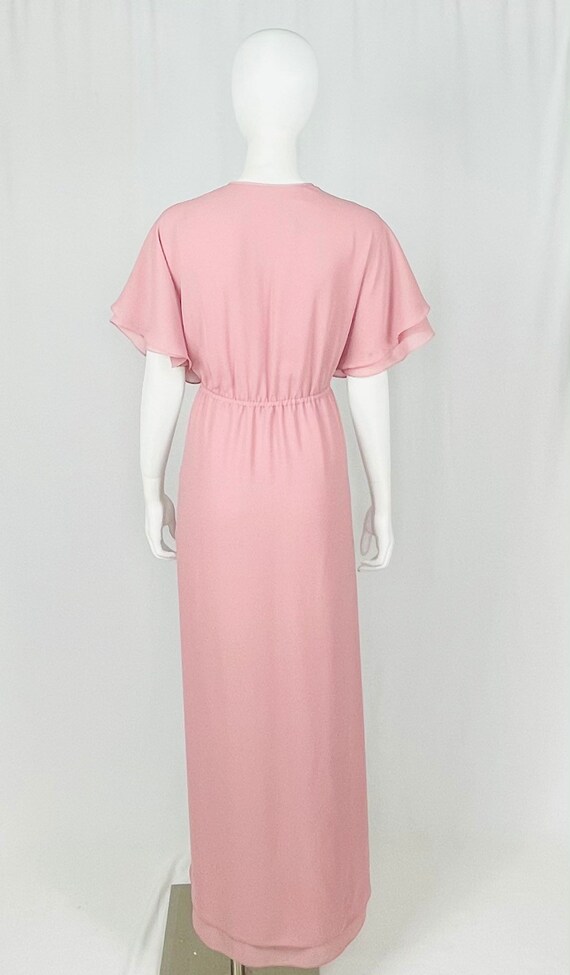 Vintage 1980s Rose Sheer Short Sleeve Gown - image 2