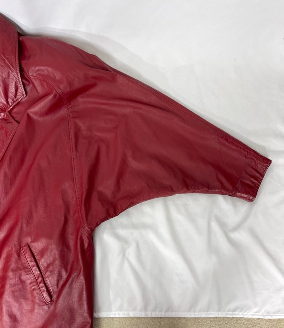 Vintage 1980s Commit Red Leather Jacket Plus Size… - image 3