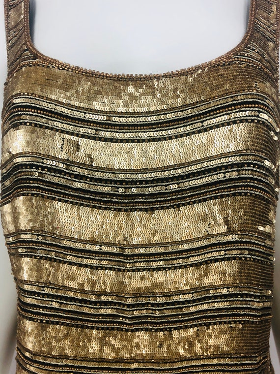 Vintage Camille Marie Black Silk Tank with Gold S… - image 2