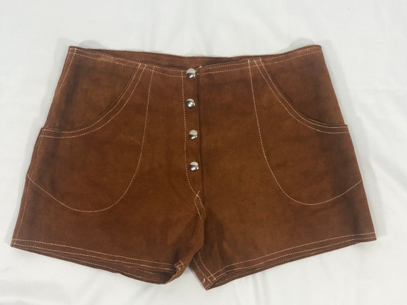 Vintage 1980s Cognac Brown Suede Shorts