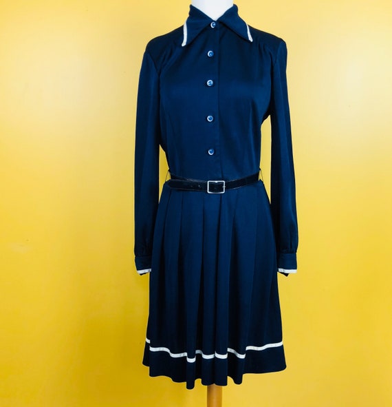 Navy dress with white trim Clearance