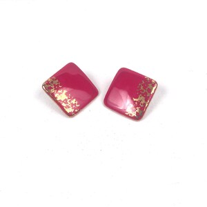 Vintage 1980s Red and Gold Square Earrings image 3