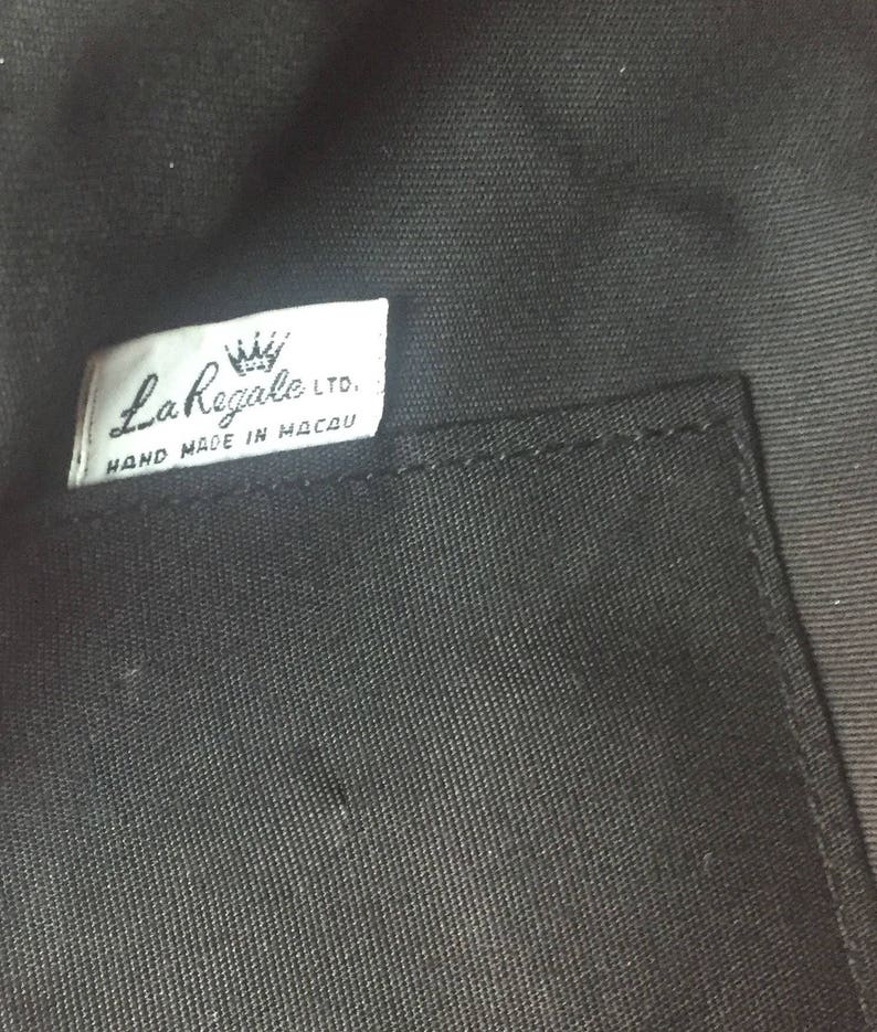Vintage 1970s LaRegale Ltd Black Evening Bag Clutch Basketweave Satin and Patent Leather image 6