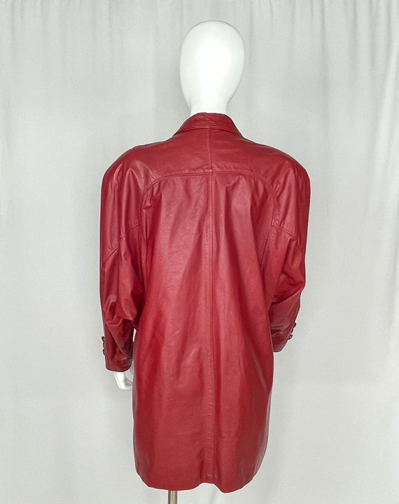 Vintage 1980s Commit Red Leather Jacket Plus Size… - image 2