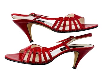 Vintage 1970s Red Showoff Slingback Heels