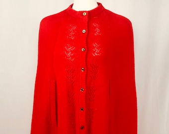 Vintage 1970s Sweater Bee by Banff Ltd Red Cape