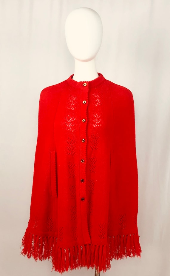 Vintage 1970s Sweater Bee by Banff Ltd Red Cape - image 1