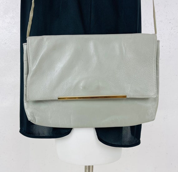 Vintage 1980’s Light Grey Leather Convertible Clu… - image 1