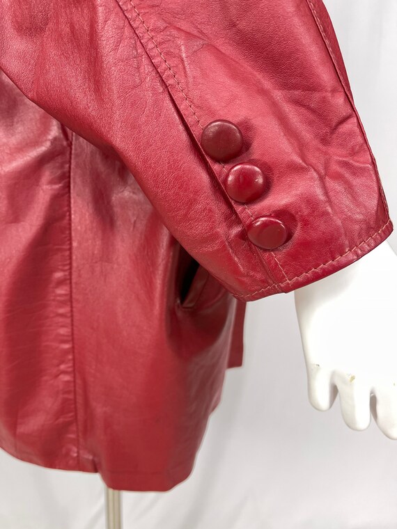 Vintage 1980s Commit Red Leather Jacket Plus Size… - image 5