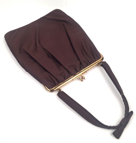 Vintage 1950s Ingber Brown Top Handle Handbag - image 1