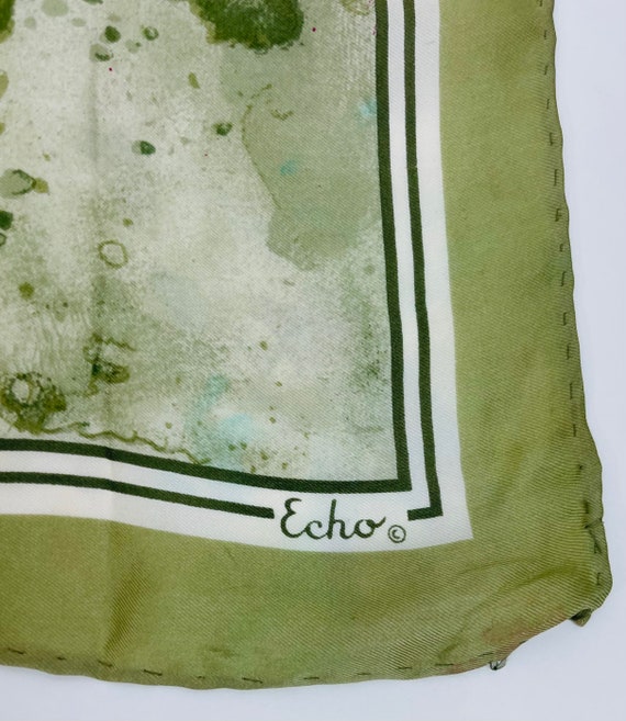 1980s Light Green Echo Scarf With Pink Splatter - image 5