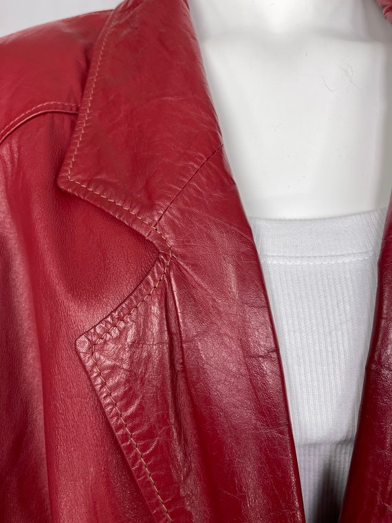 Vintage 1980s Commit Red Leather Jacket Plus Size… - image 4