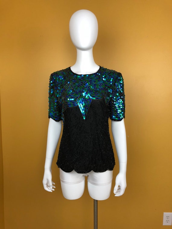royal blue sequin blouse
