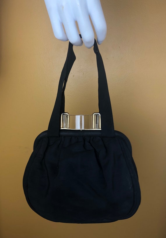Vintage 1960's Black Top Handle Handbag