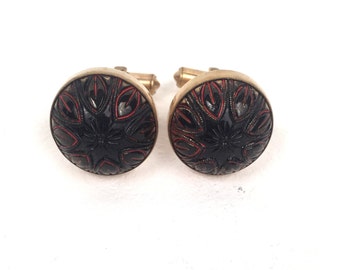 Vintage Men's Destino Red and Black Cuff Links