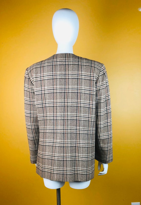 Vintage 1980s Le Suit Brown Plaid Plus SIze Blazer