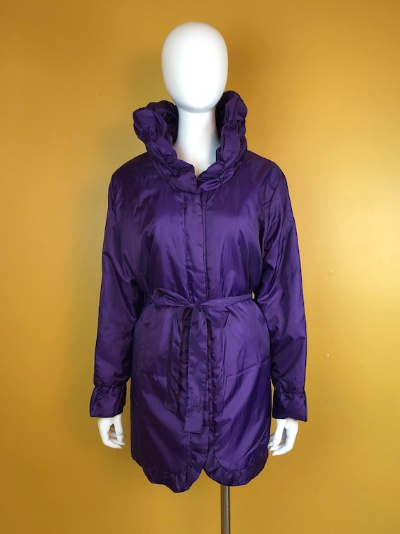 Vintage 1980s Purple Puffer Car Coat Size Large