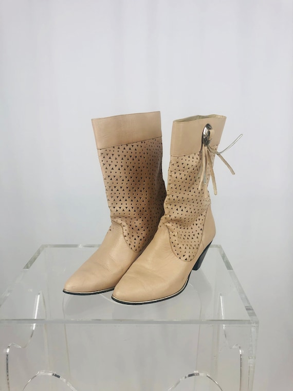 Vintage 1980s Westies Mid Calf Boot Western Inspir