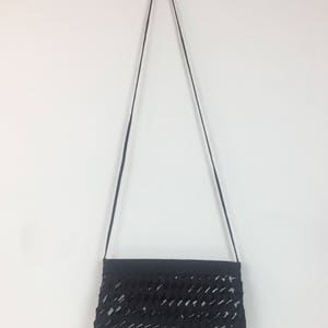 Vintage 1970s LaRegale Ltd Black Evening Bag Clutch Basketweave Satin and Patent Leather image 4