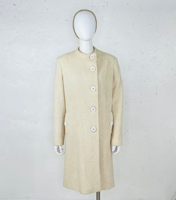 Vintage 1980s Marvin Richards Cream Boucle Coat