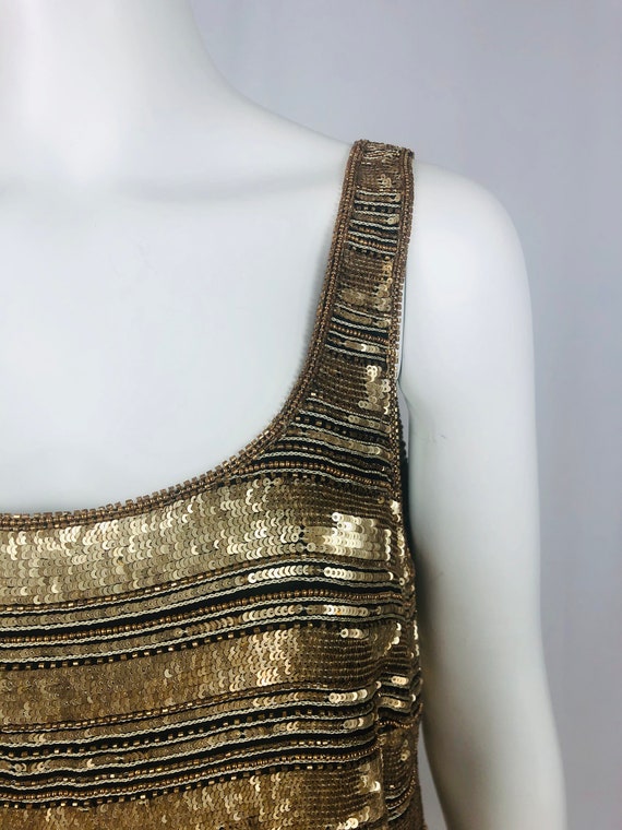 Vintage Camille Marie Black Silk Tank with Gold S… - image 3