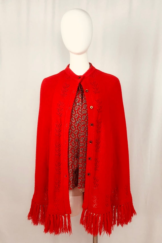 Vintage 1970s Sweater Bee by Banff Ltd Red Cape - image 2
