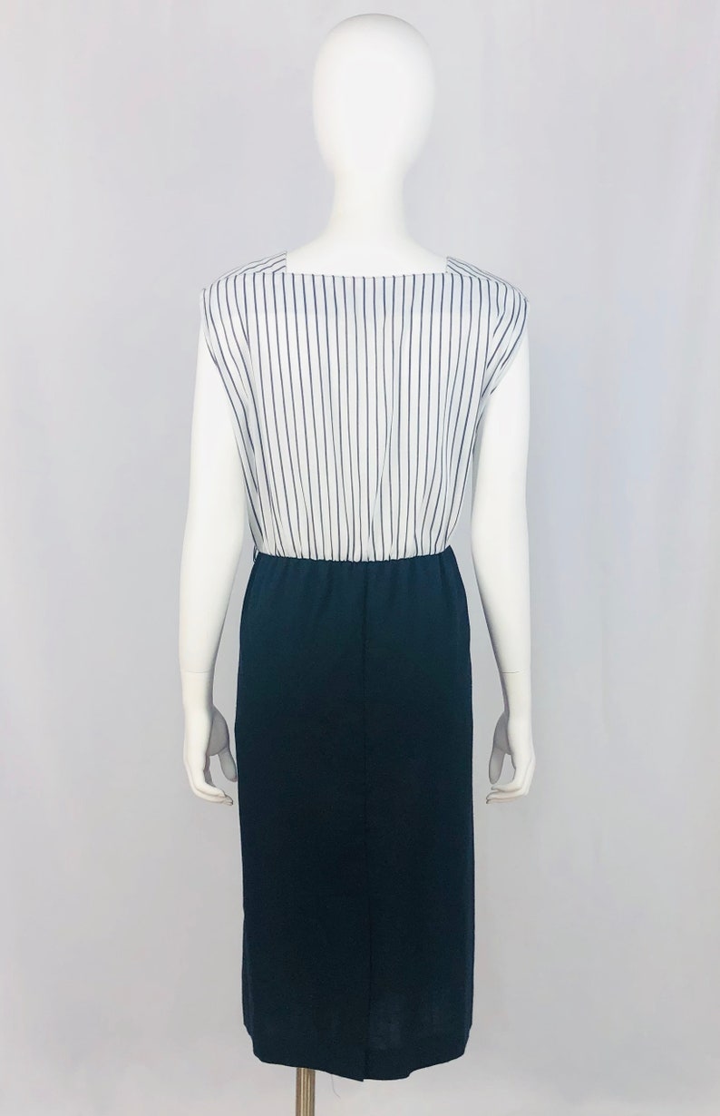 Vintage 1980s Plus Size Black Striped Bodice with Solid Black Bottom image 4