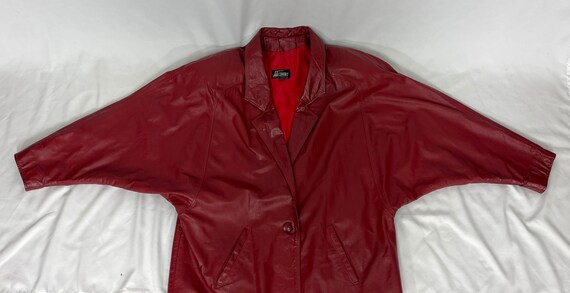 Vintage 1980s Commit Red Leather Jacket Plus Size… - image 6