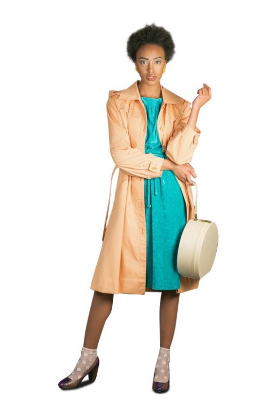Vintage 1970s Turquoise Green Terry Cloth Dress