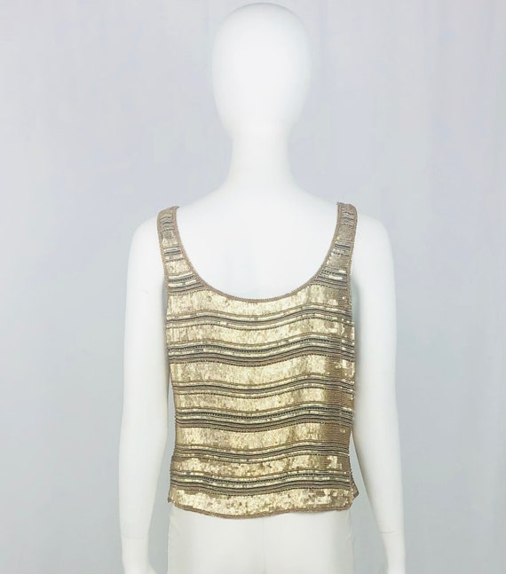 Vintage Camille Marie Black Silk Tank with Gold S… - image 4