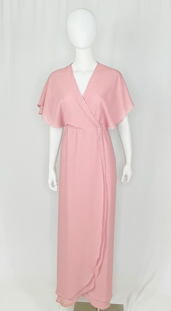 Vintage 1980s Rose Sheer Short Sleeve Gown - image 1