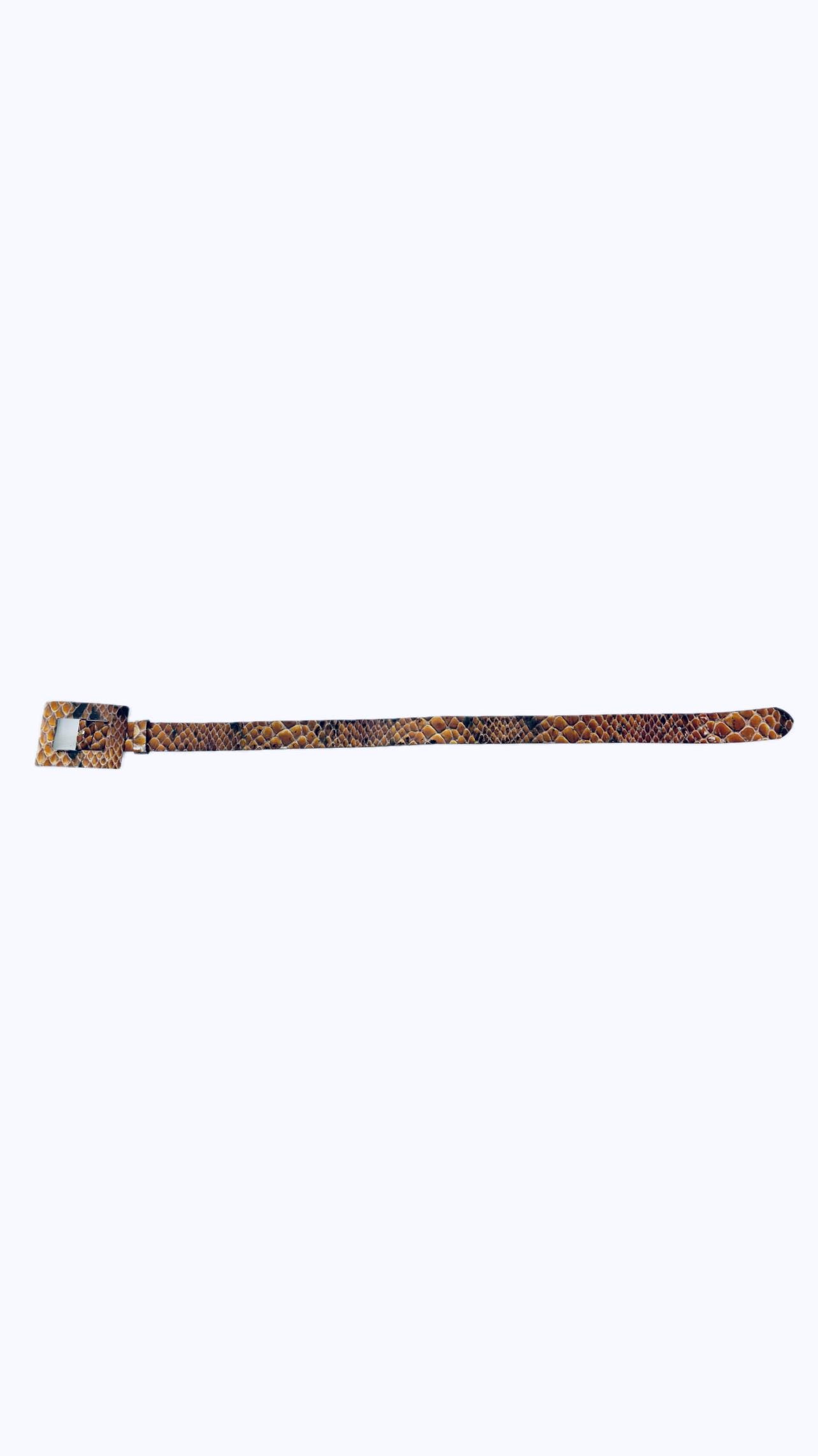 Vintage Berge Brown Leather Snakeskin Wide Belt - Etsy display picture 3