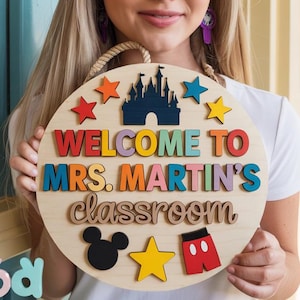 Personalized Welcome Classroom Door Sign, Disneyland Teacher Sign, Disney Welcome Sign, Teacher Welcome Sign, Classroom Decor