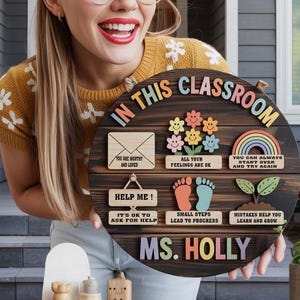 Customized Classroom Door Hanger, Teacher Door Sign, Classroom Welcome Sign, Teacher Appreciation Gift, Teacher Gift, Classroom Decor