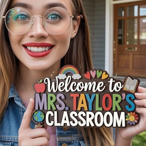 Personalized Teacher Door Hanger, Teacher Door Sign, Classroom Door Sign, Teacher Welcome Sign, Teacher Appreciation Gift, Classroom Decor