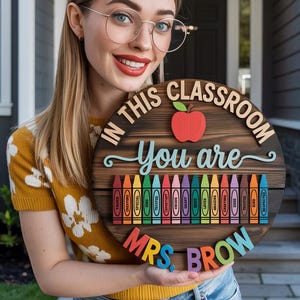Personalized Teacher Door Hanger, Pencil Name Sign, Classroom Welcome Sign, Back to School Gift, Teacher Appreciation Gifts, Classroom Decor