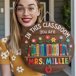 Personalisiertes Lehrer-Klassenzimmer-Zeichen, Lehrer-Willkommens-Schild, Lehrer-Türschild, Lehrer-Namensschild, Klassenzimmer-Türschild, Klassenzimmer-Dekor